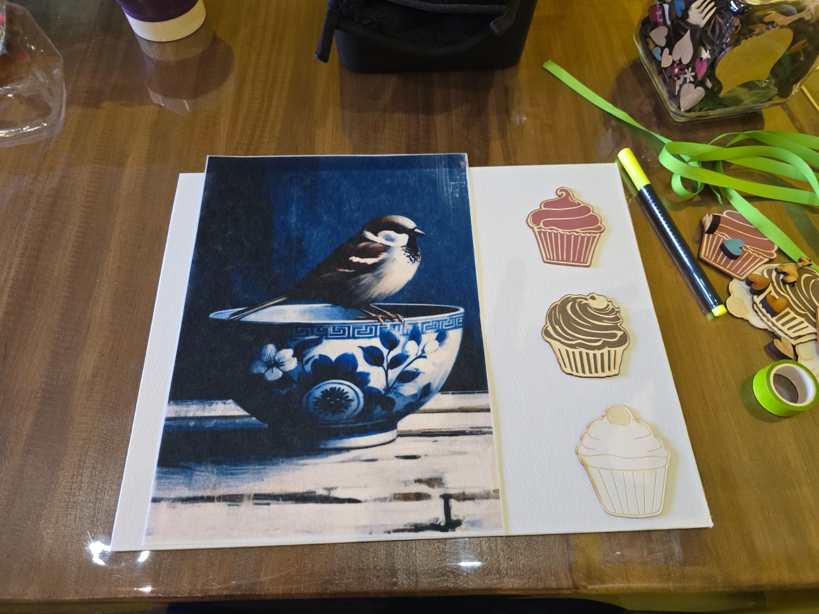 Hand-painted bird artwork