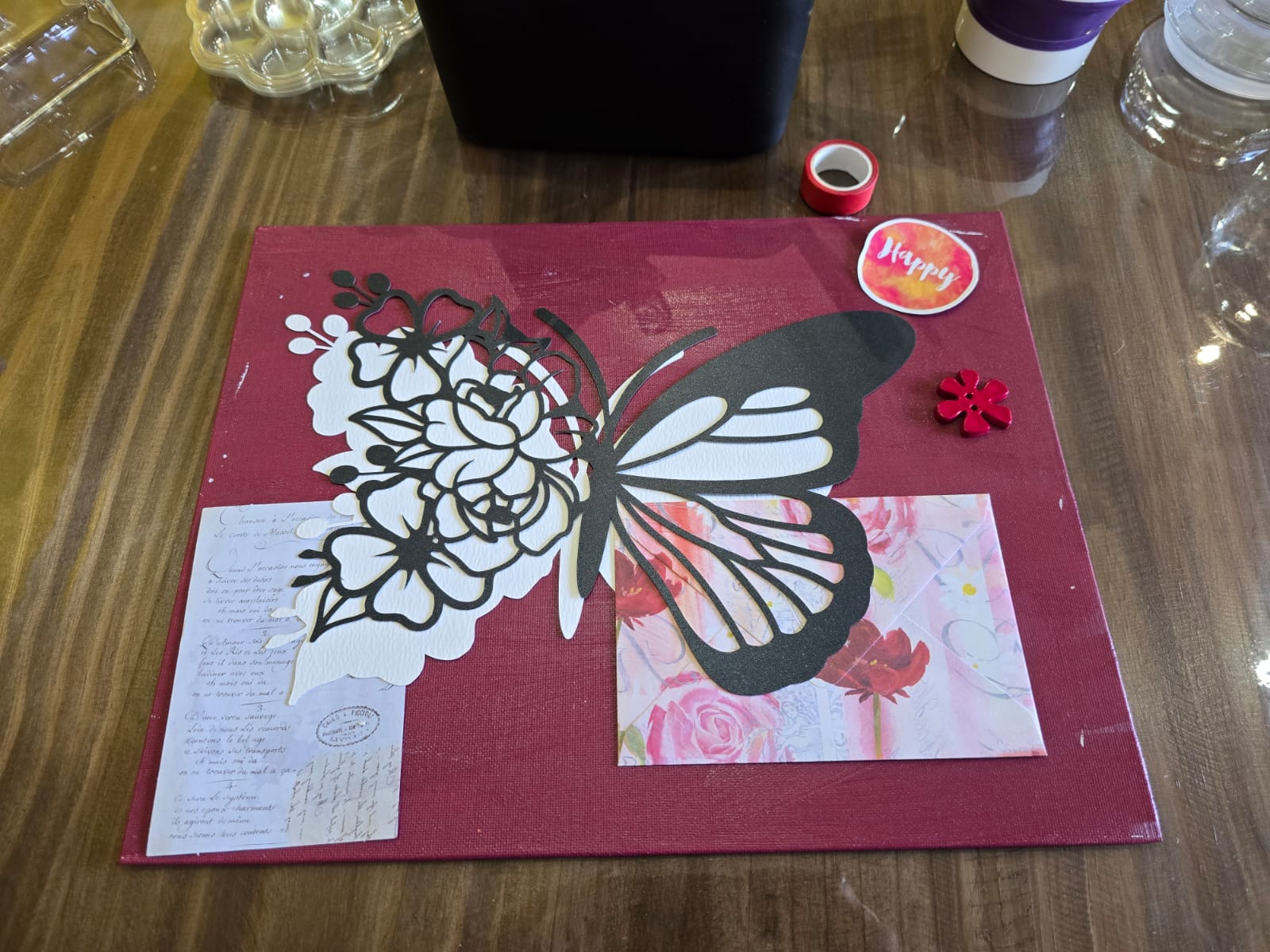 Butterfly decoupage on canvas